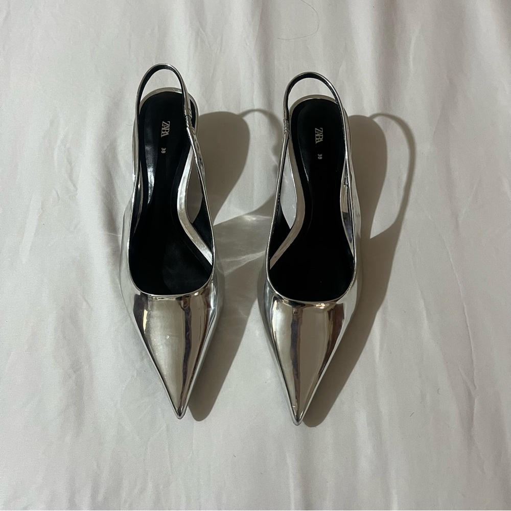 Zara Silver Women's Slingback Kitten